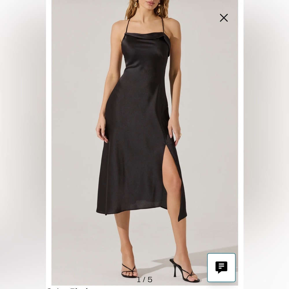 Astr the Label Black Satin Gown